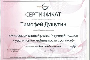 Диплом / сертификат №12 — Душутин Тимофей Сергеевич