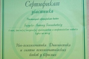 Диплом / сертификат №22 — Галуско Антон Геннадьевич