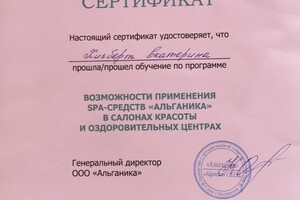 Сертификат о прохождении курса обучения — Хилберт Екатерина Сергеевна