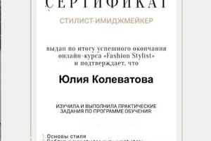 Диплом / сертификат №2 — Колеватова Юлия Викторовна