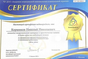 Диплом / сертификат №612 — Коршиков Николай Николаевич