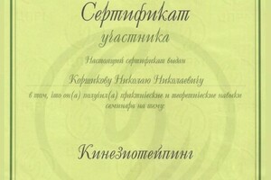 Диплом / сертификат №626 — Коршиков Николай Николаевич