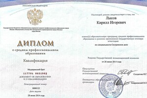 Диплом / сертификат №1 — Лысов Кирилл Игоревич