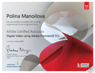 ADOBE CERTIFIED ASSOCIATE, Digital Video using Adobe Premiere Pro — Манойлова Полина Александровна