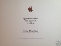 Сертификат Apple Final Cut Pro X, Level One — Манойлова Полина Александровна