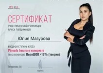 Диплом / сертификат №19 — Мазурова Юлия Сергеевна