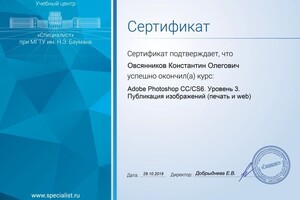 Диплом / сертификат №10 — Овсянников Константин Олегович