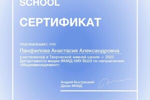 Диплом / сертификат №13 — Панфилова Анастасия Александровна