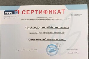 Диплом / сертификат №1 — Пеньков Дмитрий Анатольевич