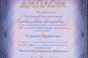 Диплом / сертификат №2 — Перцовский Павел Григорьевич