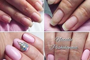 Снятие + маникюр комби + покрытие shellac однотон + \