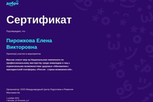 Диплом / сертификат №14 — Пирожкова Елена Викторовна