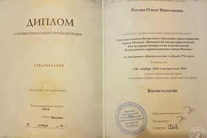 Диплом о профессиональной переподготовке (2016 г.0 — Рогова Олеся Николаевна