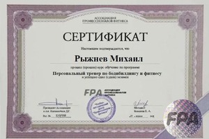 Диплом / сертификат №6 — Рыжнев Михаил Сергеевич