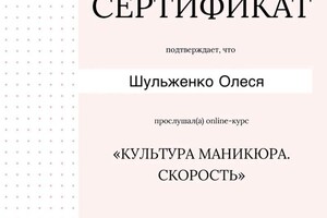 Диплом / сертификат №7 — Шульженко Олеся Вячеславовна