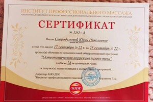 Диплом / сертификат №7 — Скородумова Юлия Николаевна