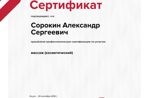 Сертификат оценки квалификации — Сорокин Александр Сергеевич