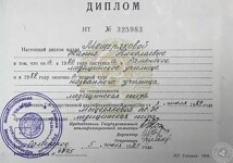 Диплом о получении среднего специального медицинского образования (1989 г.) — Суворова Жанна Николаевна