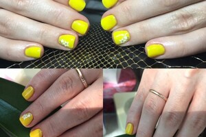 Европейский маникюр с покрытием гель-лака и дизайном наклейкой — Тихонова Татьяна Андреевна