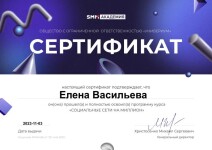 Диплом / сертификат №1 — Васильева Елена Вячеславовна