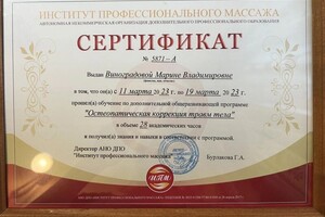 Диплом / сертификат №1039 — Виноградова Марина Владимировна