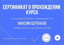 Диплом / сертификат №5 — Щербаков Максим Игоревич