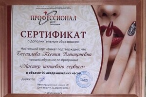 Диплом / сертификат №7 — Беспалова Ксения Дмитриевна