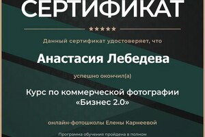 Диплом / сертификат №3 — Лебедева Анастасия Геннадьевна