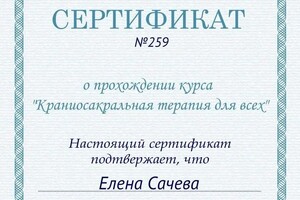 Диплом / сертификат №1 — Сачева Елена Васильева