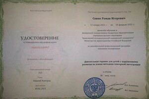 Диплом / сертификат №23 — Савин Роман Игоревич