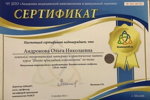 Диплом / сертификат №22 — Воеводина Ольга Николаевна