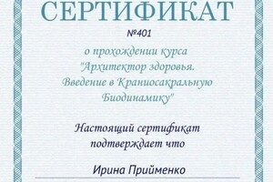 Диплом / сертификат №2 — Прийменко Ирина Александровна