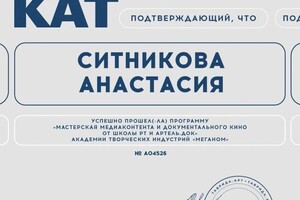 Диплом / сертификат №1 — Ситникова Анастасия Владимировна