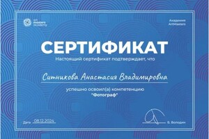 Диплом / сертификат №4 — Ситникова Анастасия Владимировна