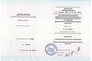 Апрельская Надежда Юрьевна — Диплом / сертификат №2