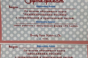 Барсегянц Алина Александровна — Диплом / сертификат №9