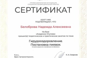 Диплом / сертификат №13 — Белоброва Надежда Алексеевна