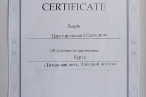 Царегородцева Екатерина Николаевна — Диплом / сертификат №2