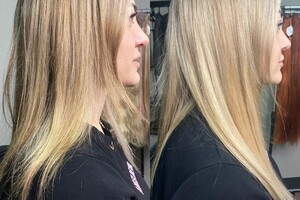 Кобцева Алиса Романовна — Наращивание натуральных волос в височной зоне микрокапсулами. — Портфолио №4