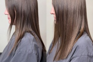 Кобцева Алиса Романовна — Наращивание био лентами, загущение височной зоны, для придания объема, густоты и визуально сделать срез плотнее.;... — Портфолио №9