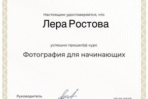 Диплом / сертификат №3 — Лера Ростова