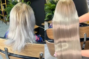 Оленина Евгения Ильинична — Сделали увлажнение своих волос и наращивание под цвет клиентки — Портфолио №14