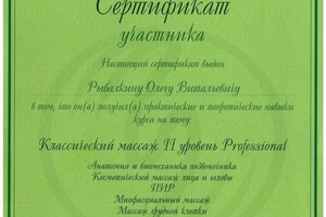 Диплом / сертификат №13 — Рыбалкин Олег Витальевич