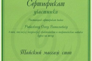 Диплом / сертификат №17 — Рыбалкин Олег Витальевич