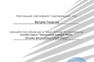 Диплом / сертификат №1 — Ветров Георгий Олегович