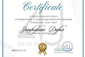 Задорожная Дарья Андреевна — Диплом / сертификат №9