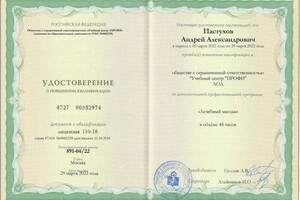Диплом / сертификат №2 — Пастухов Андрей Александрович