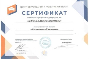 Диплом / сертификат №1 — Подлинов Артём Алексеевич