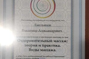 Диплом / сертификат №5 — Емельянов Владимир Александрович