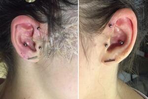 Trago piercing, forward helix, conch — Зубенко Александра Александровна